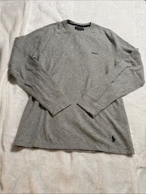 Polo by Ralph Lauren Men’s Grey Long-Sleeve Waffle Crew Shirt
